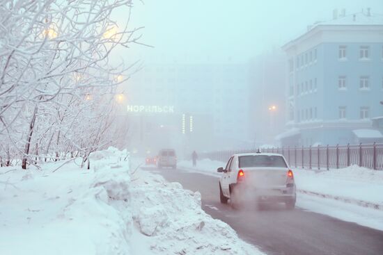 Extremely cold temperatures in Norilsk