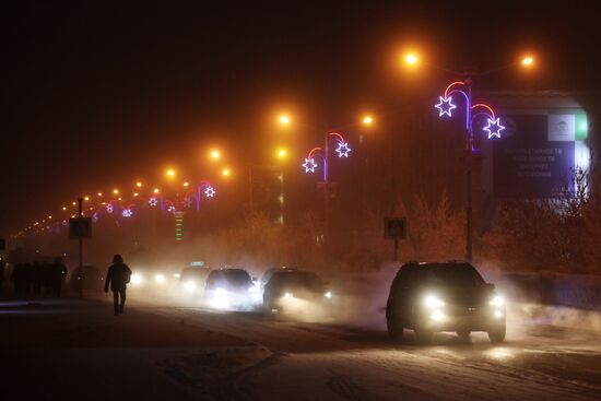 Extremely cold temperatures in Norilsk