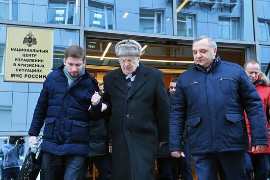 Vladimir Zhirinovsky visits Emergencies Ministry's Crisis Management Center