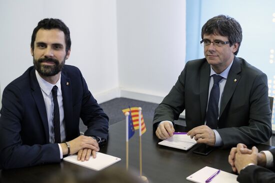 Carles Puigdemont's meeting with Catalan Parliament Speaker Roger Torrent in Brussels