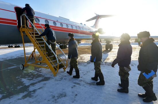 Exercises of cadets of military academy of navigators in Chelyabinsk