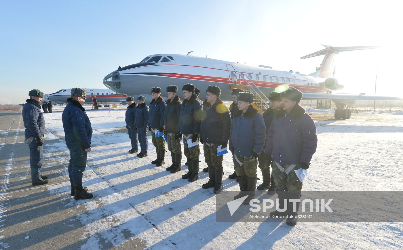 Exercises of cadets of military academy of navigators in Chelyabinsk