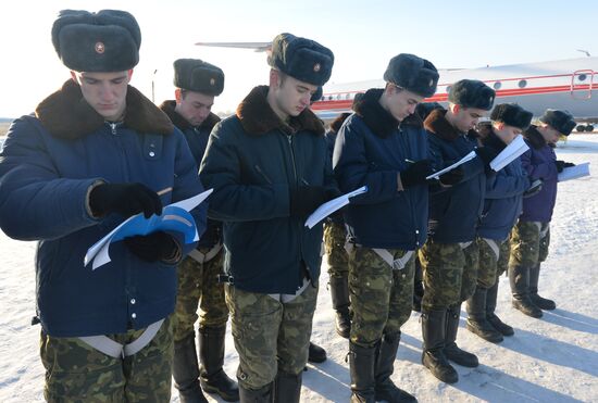 Exercises of cadets of military academy of navigators in Chelyabinsk
