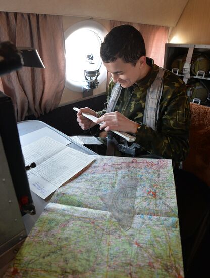 Exercises of cadets of military academy of navigators in Chelyabinsk