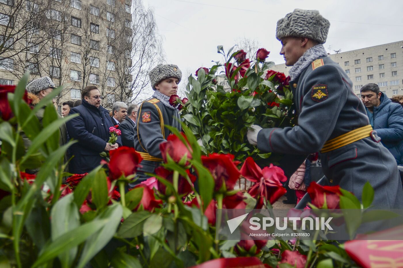 Unveiling monument in honor of courage of people of Leningrad in Saint Petersburg