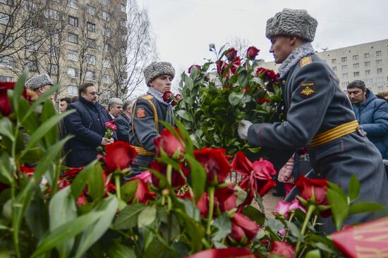 Unveiling monument in honor of courage of people of Leningrad in Saint Petersburg