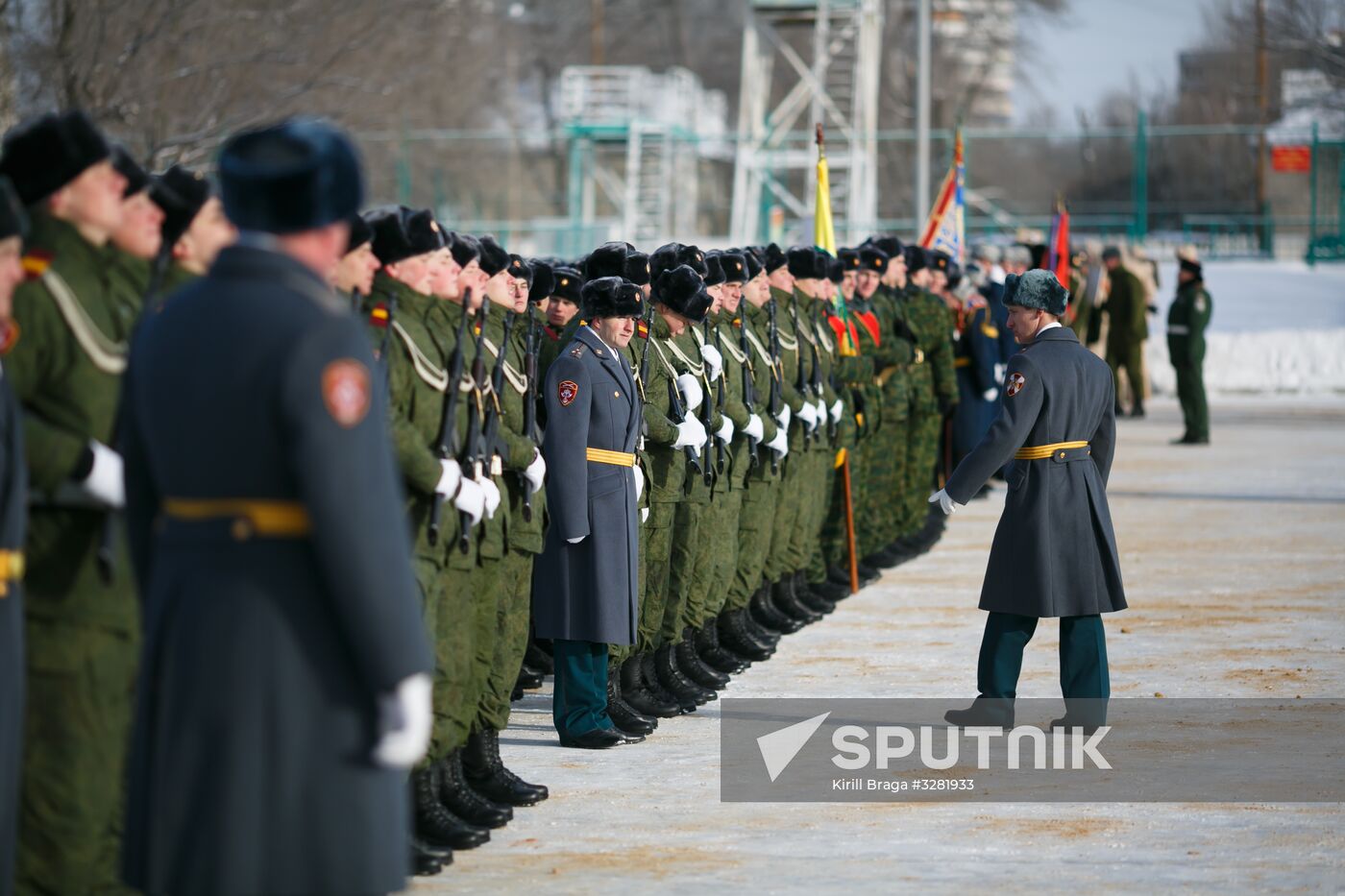 Military parade practice in honor of Battle of Stalingrad