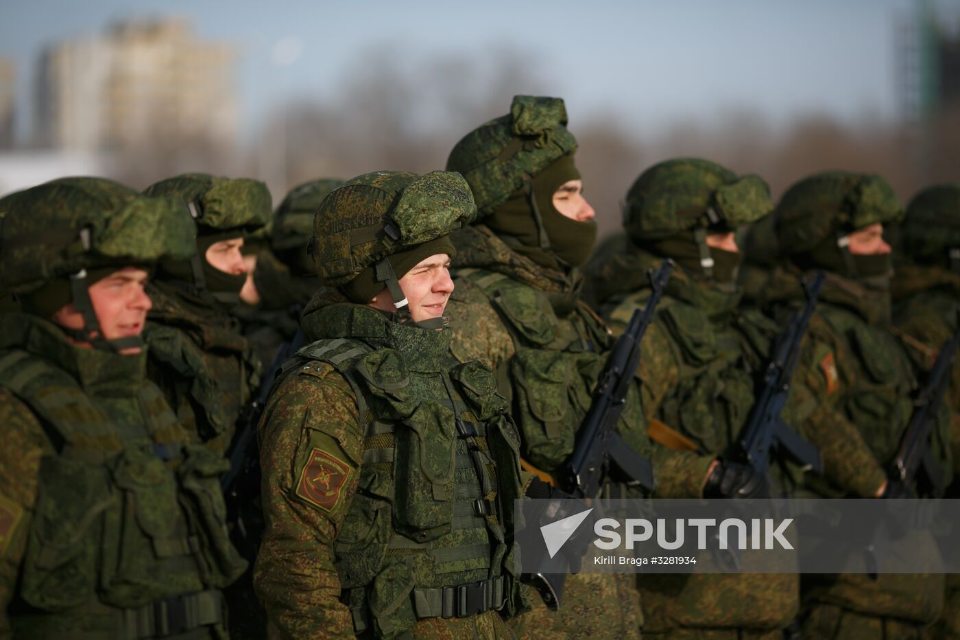 Military parade practice in honor of Battle of Stalingrad