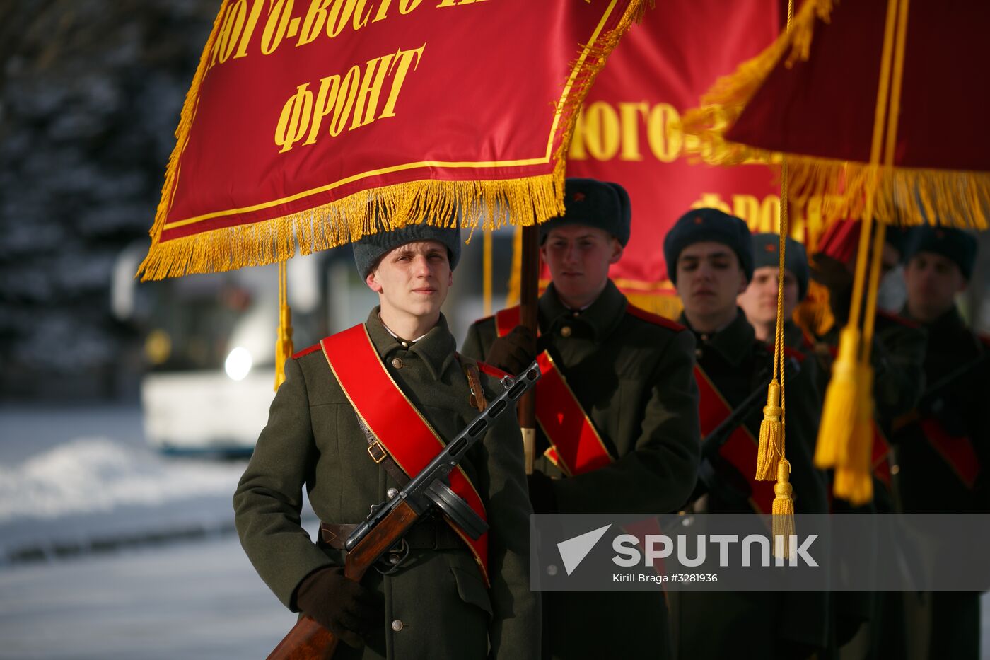 Military parade practice in honor of Battle of Stalingrad