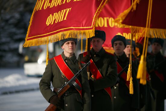 Military parade practice in honor of Battle of Stalingrad