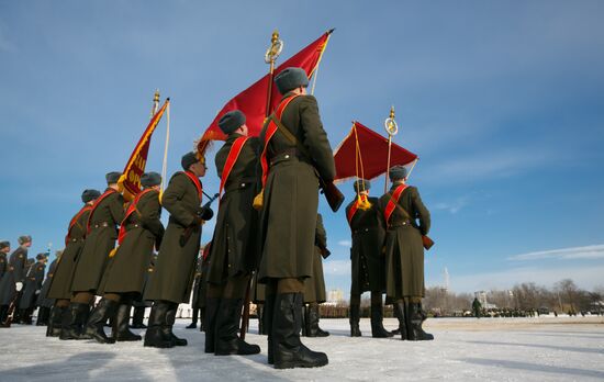 Military parade practice in honor of Battle of Stalingrad