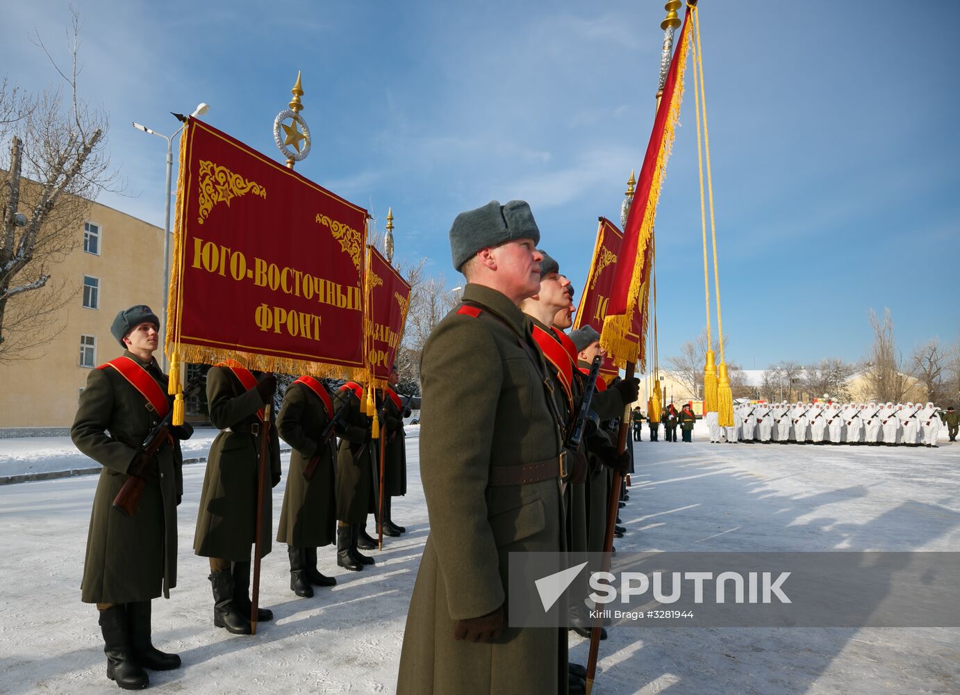 Military parade practice in honor of Battle of Stalingrad