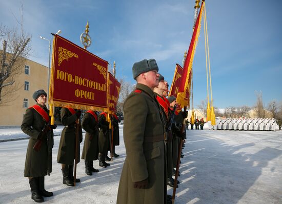 Military parade practice in honor of Battle of Stalingrad