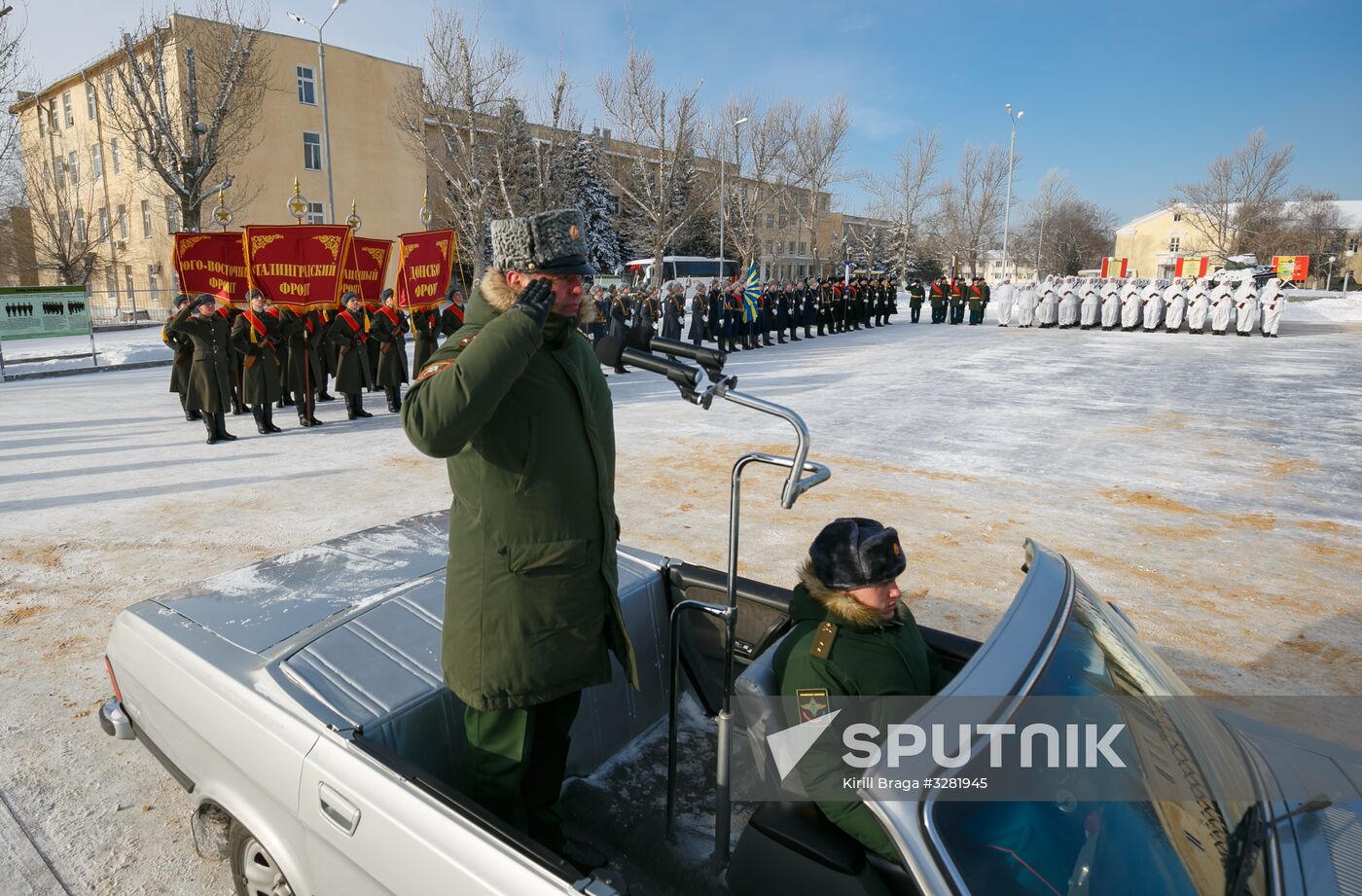 Military parade practice in honor of Battle of Stalingrad