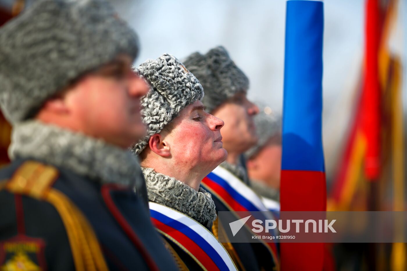 Military parade practice in honor of Battle of Stalingrad