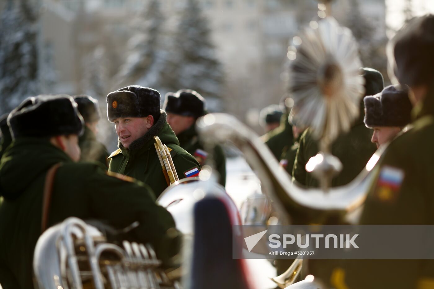 Military parade practice in honor of Battle of Stalingrad