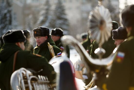Military parade practice in honor of Battle of Stalingrad