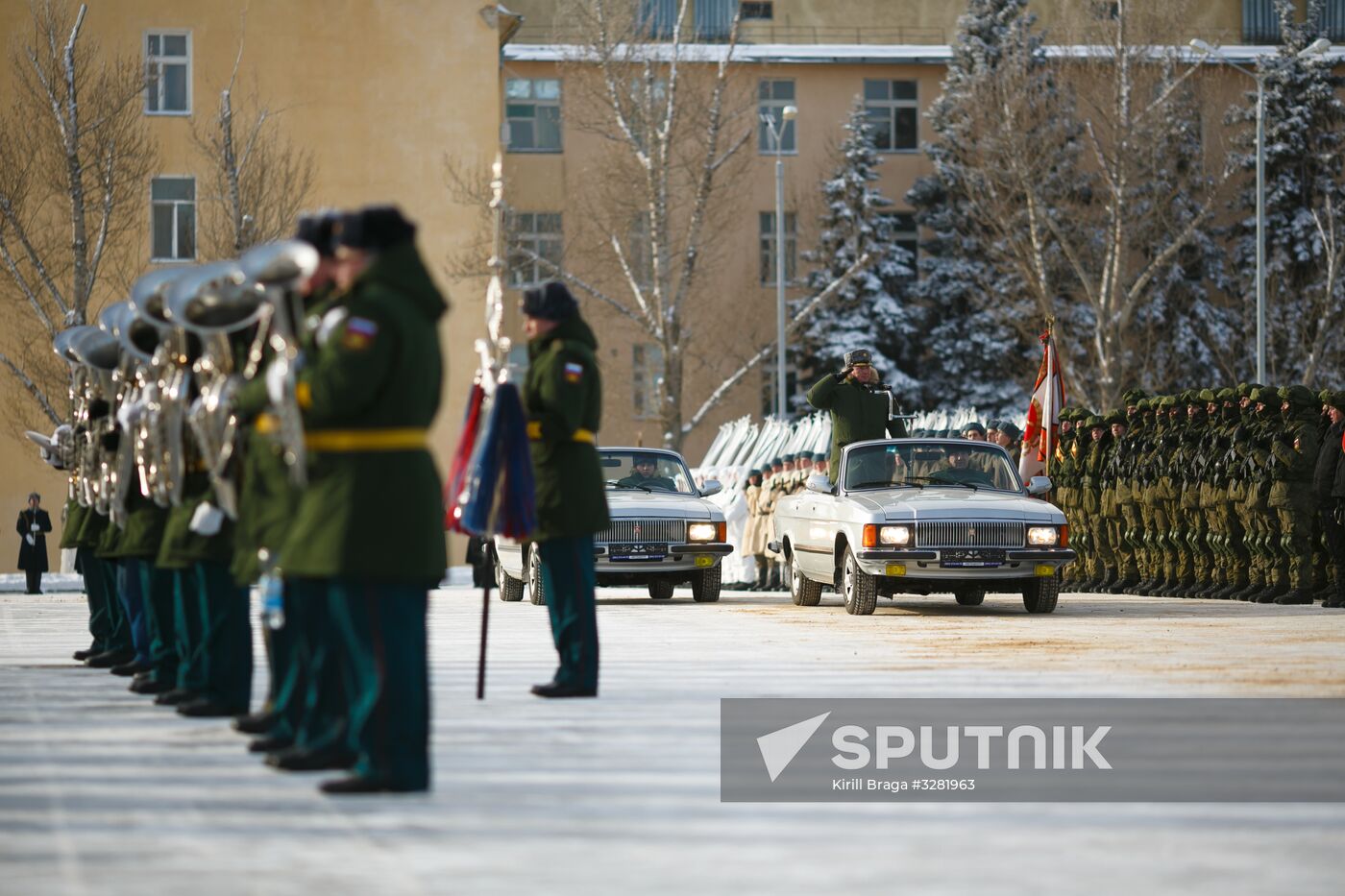Military parade practice in honor of Battle of Stalingrad