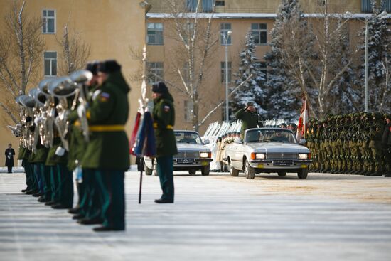 Military parade practice in honor of Battle of Stalingrad