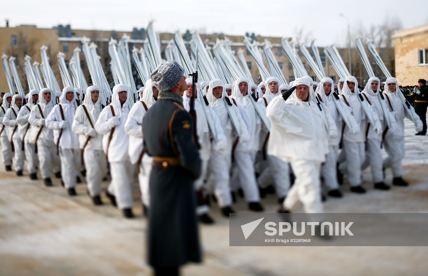 Military parade practice in honor of Battle of Stalingrad