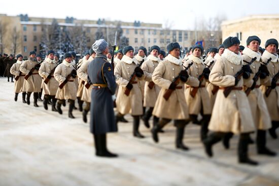 Military parade practice in honor of Battle of Stalingrad