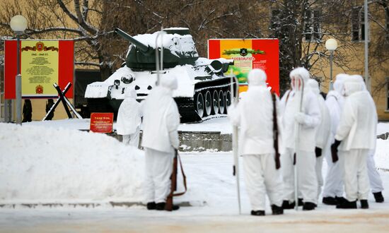 Military parade practice in honor of Battle of Stalingrad