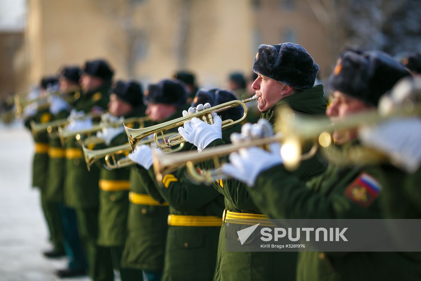 Military parade practice in honor of Battle of Stalingrad