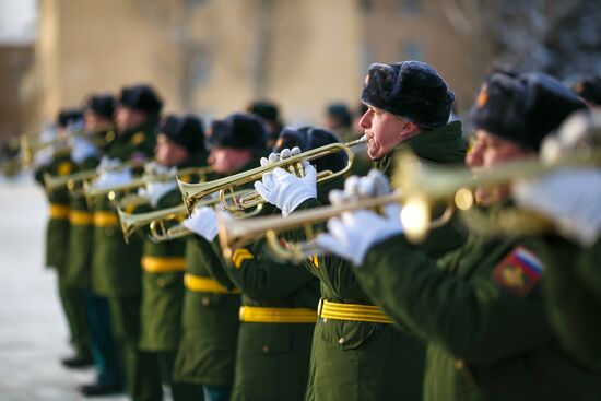 Military parade practice in honor of Battle of Stalingrad
