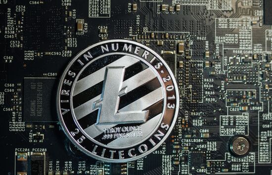 Souvenir coins with cryptocurrency logos