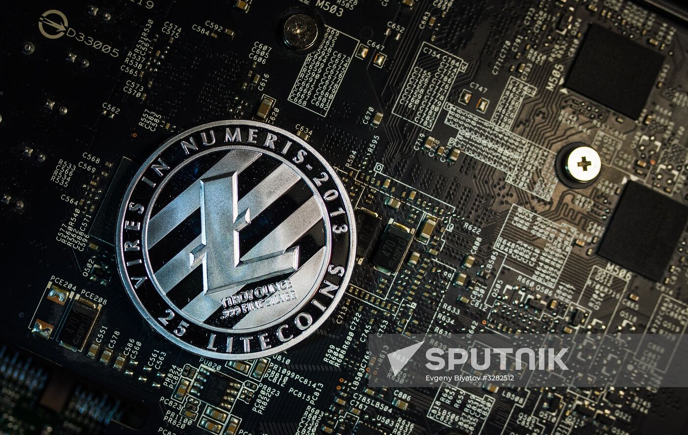 Souvenir coins with cryptocurrency logos