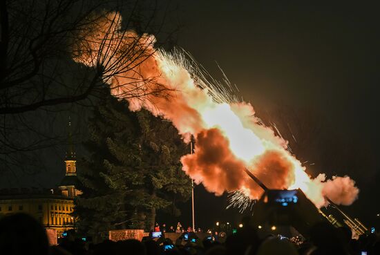 Fireworks in honor of breaking Siege of Leningrad
