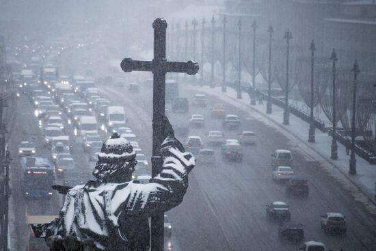 Snowfall in Moscow