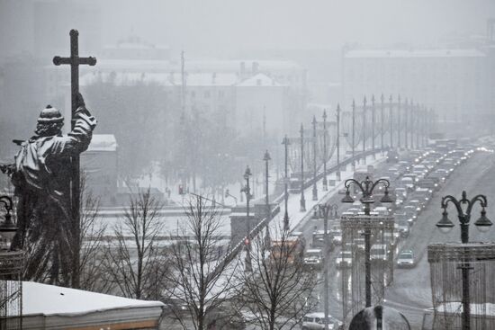 Snowfall in Moscow