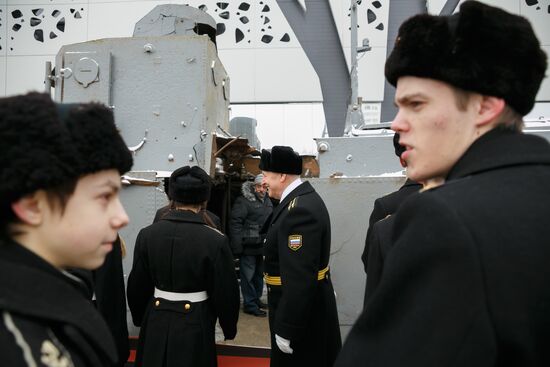 BK-31 armored boat lifted from River Volga bottom on display near Russia. My History Museum in Volgograd