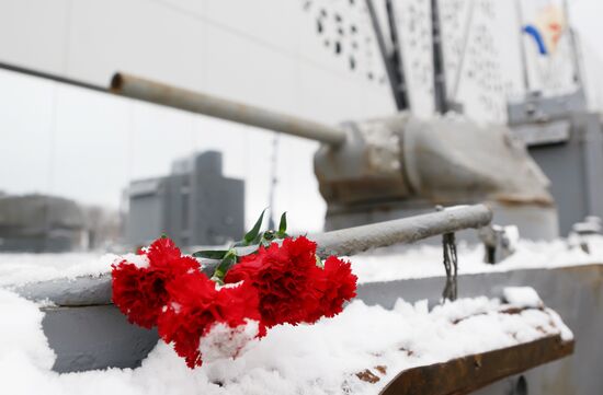 BK-31 armored boat lifted from River Volga bottom on display near Russia. My History Museum in Volgograd