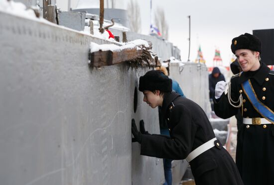 BK-31 armored boat lifted from River Volga bottom on display near Russia. My History Museum in Volgograd