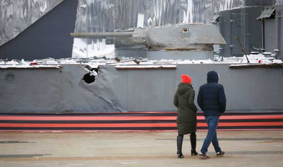 BK-31 armored boat lifted from River Volga bottom on display near Russia. My History Museum in Volgograd