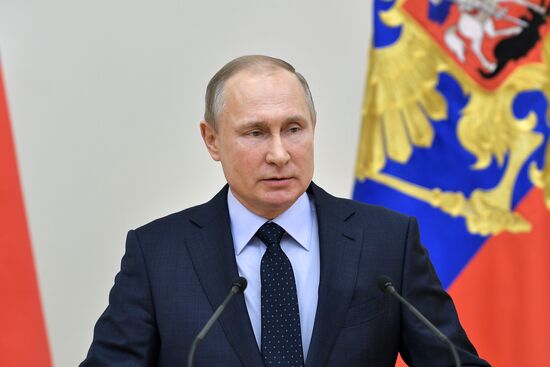 President Vladimir Putin meets with Russian athletes competing in 23rd Winter Olympic Games in PyeongChang