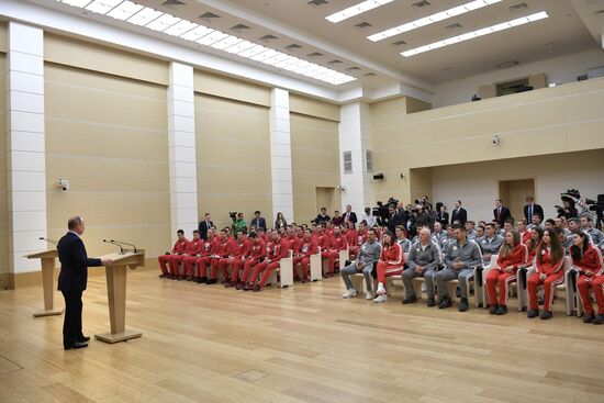 President Vladimir Putin meets with Russian athletes competing in 23rd Winter Olympic Games in PyeongChang