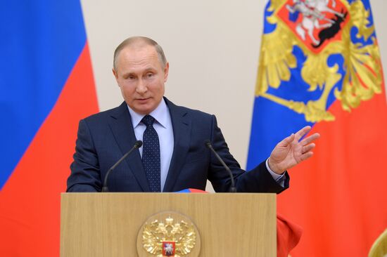 President Vladimir Putin meets with Russian athletes competing in 23rd Winter Olympic Games in PyeongChang