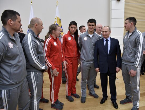 President Vladimir Putin meets with Russian athletes competing in 23rd Winter Olympic Games in PyeongChang