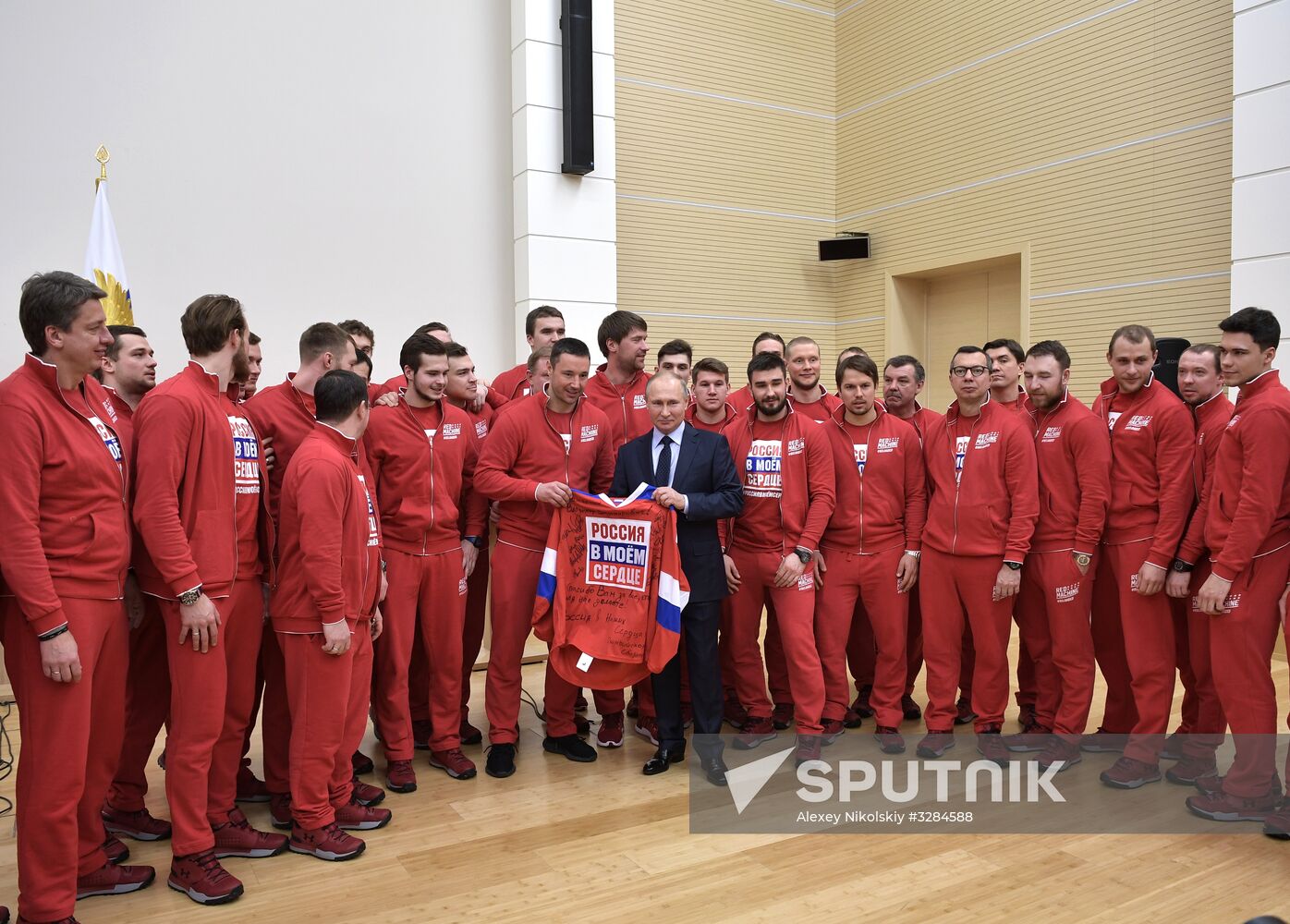 President Vladimir Putin meets with Russian athletes competing in 23rd Winter Olympic Games in PyeongChang