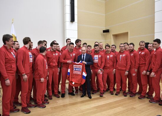 President Vladimir Putin meets with Russian athletes competing in 23rd Winter Olympic Games in PyeongChang