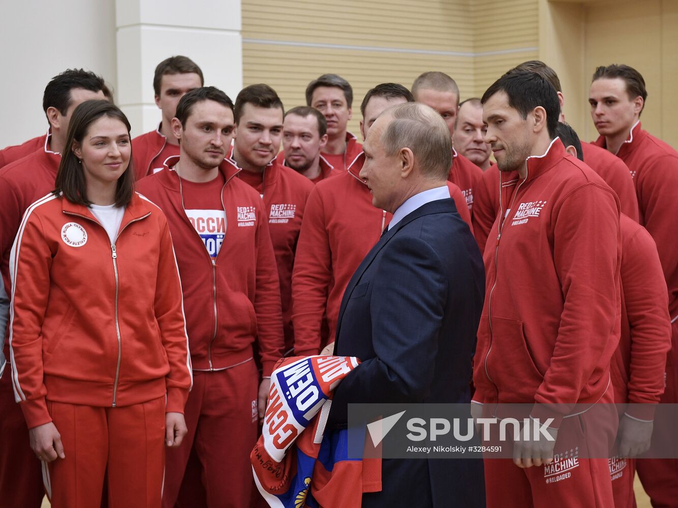 President Vladimir Putin meets with Russian athletes competing in 23rd Winter Olympic Games in PyeongChang