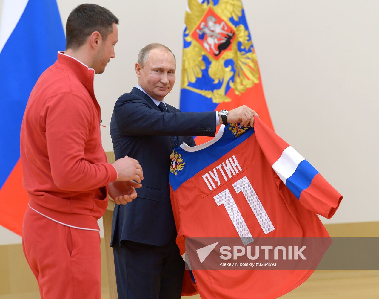 President Vladimir Putin meets with Russian athletes competing in 23rd Winter Olympic Games in PyeongChang