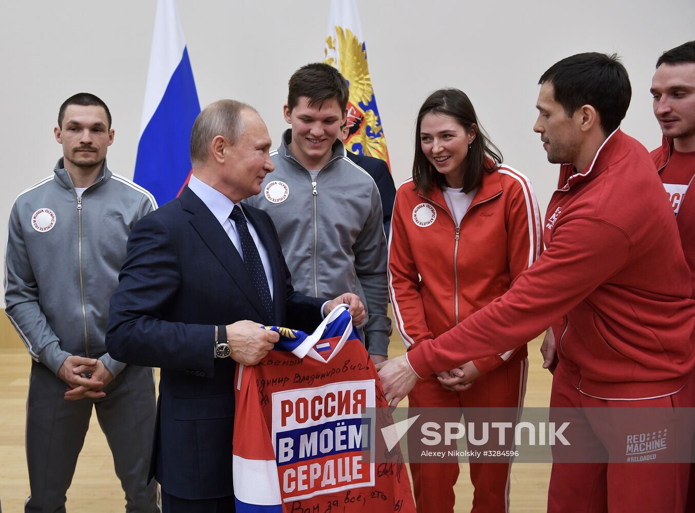 President Vladimir Putin meets with Russian athletes competing in 23rd Winter Olympic Games in PyeongChang