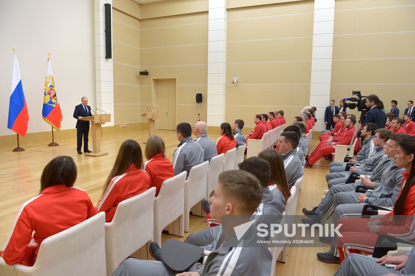 President Vladimir Putin meets with Russian athletes competing in 23rd Winter Olympic Games in PyeongChang