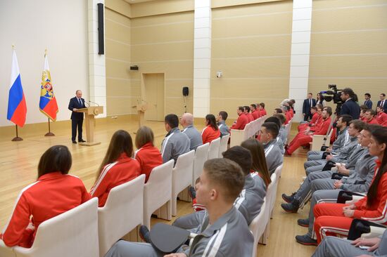 President Vladimir Putin meets with Russian athletes competing in 23rd Winter Olympic Games in PyeongChang