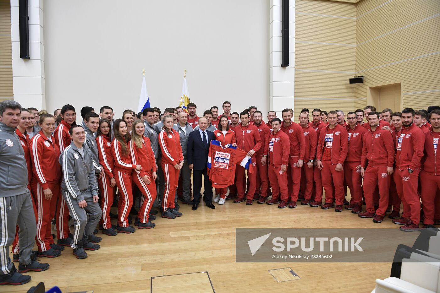 President Vladimir Putin meets with Russian athletes competing in 23rd Winter Olympic Games in PyeongChang