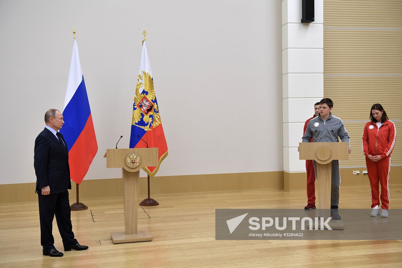 President Vladimir Putin meets with Russian athletes competing in 23rd Winter Olympic Games in PyeongChang